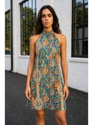 SOULSHAE Sukienka w kolorze niebieskim ze wzorem rozmiar: S/M. Niebieskie sukienki SOULSHAE, m, bez wzorów, bez kołnierzyka, bez ramiączek, mini. Za 149.95 zł.