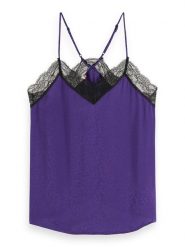 Scotch & Soda Top w kolorze fioletowo-czarnym rozmiar: 34. Różowe koszulki sportowe Scotch & Soda, bez wzorów, z koronki, bez ramiączek. Za 96.83 zł.