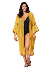 Aller Simplement Kimono w kolorze żółtym rozmiar: 34-44. Żółte swetry Aller Simplement, bez wzorów, bez ramiączek. Za 79.03 zł.