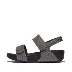 Sandały damskie FitFlop Lulu Shimmerlux Back-Strap. Szare sandały FIT FLOP, bez wzorów, eleganckie, bez obcasa, bez zapięcia. Za 485.50 zł.