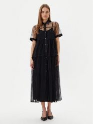 LOLA CASADEMUNT Sukienka codzienna LS2516018 Czarny Regular Fit. Czarne sukienki LOLA CASADEMUNT, na co dzień, s, bez wzorów, z bawełny, bez kołnierzyka, bez ramiączek, proste. Za 409.99 zł.