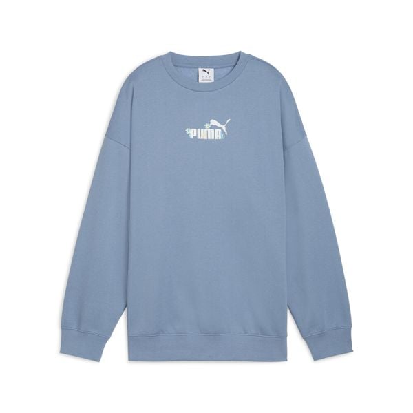 Damska bluza oversize Essentials Nature 2.0 z okrągłym dekoltem PUMA. Niebieskie bluzy Puma, s, bez wzorów, bez kaptura. Za 229.00 zł.