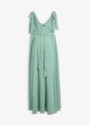 Sukienka ciążowa i do karmienia, 2 w 1, z regulowanymi ramiączkami. Zielone sukienki bonprix, bez wzorów, z szyfonu, eleganckie, bez kołnierzyka, moda ciążowa, bez ramiączek. Za 142.99 zł.