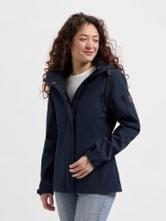 TRAVELIN' Kurtka softshellowa "Malika" w kolorze granatowym rozmiar: 3XL. Niebieskie kurtki sportowe Travelin', s, z aplikacjami, z polaru, bez kaptura, outdoorowe. Za 290.57 zł.