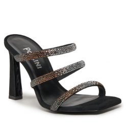 Klapki Pollini. Czarne klapki Pollini, bez wzorów, bez obcasa. Za 2,619.00 zł.