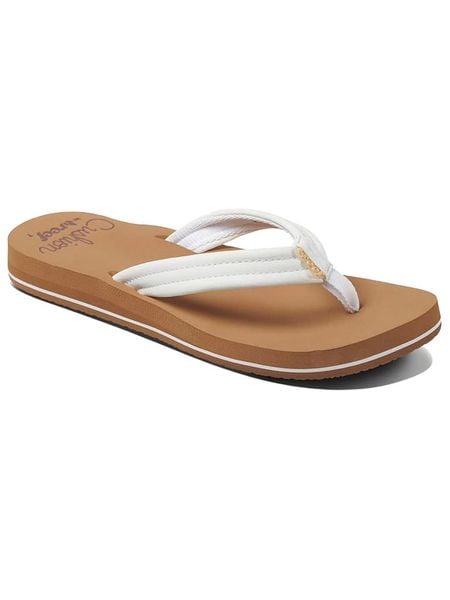 Reef Japonki "Cushion Breeze" w kolorze biało-beżowym rozmiar: 42,5. Białe klapki Reef, bez wzorów, z tkaniny, z otwartym noskiem, bez obcasa. Za 159.95 zł.