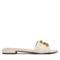 Klapki Coccinelle. Białe klapki Coccinelle, bez wzorów, bez obcasa. Za 849.99 zł.