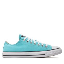 Trampki Converse. Niebieskie trampki Converse, bez wzorów, bez zapięcia. Za 199.99 zł.