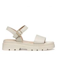 Geox Skórzane sandały "Adacter" w kolorze kremowym rozmiar: 40. Brązowe sandały Geox, bez wzorów, z otwartym noskiem, bez obcasa, na koturnie, bez zapięcia. Za 217.99 zł.