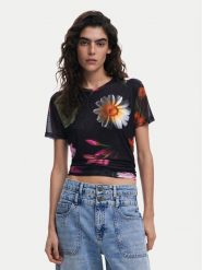 Desigual T-Shirt Des Moines 25SWTK88 Czarny Regular Fit. Czarne t-shirty Desigual, xl, bez wzorów, z syntetyku, bez kołnierzyka, bez ramiączek. Za 119.99 zł.