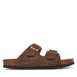 Klapki Josef Seibel. Brązowe klapki Josef Seibel, bez wzorów, bez obcasa. Za 269.99 zł.