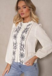 Beżowa Koszula z Wiskozą Bawełną i Haftem Nalorielle. Brązowe koszule Renee, l, z aplikacjami, z bawełny, eleganckie, bez kołnierzyka, bez ramiączek. Za 74.99 zł.