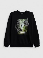 4F Bluza dresowa loose bez kaptura damska - czarna M. Czarne bluzy 4f, m, bez wzorów, z dresówki, bez kaptura. Za 159.99 zł.