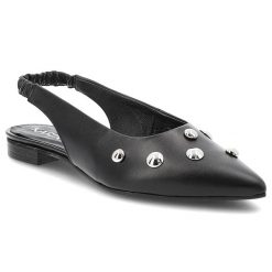 Czarne Sandały Karino Eleganckie Obuwie Damskie. Czarne sandały Karino, bez wzorów, ze skóry, eleganckie, bez obcasa, bez zapięcia. Za 419.00 zł.
