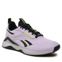 Buty na siłownię Reebok. Fioletowe obuwie sportowe Reebok, bez zapięcia, na fitness i siłownię. Za 279.99 zł.