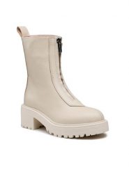 Badura Botki 7503 Beżowy. Brązowe botki Badura, bez wzorów, ze skóry, bez obcasa, na płaskiej podeszwie, bez zapięcia. Za 239.99 zł.