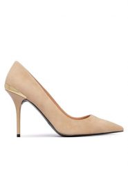 LOVE MOSCHINO Szpilki JA10459G0NJA0104 Beżowy. Brązowe szpilki Love Moschino, bez wzorów, ze skóry, bez obcasa, na szpilce, bez zapięcia. Za 759.99 zł.