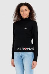 AERONAUTICA MILITARE Czarny sweter damski z domieszką kaszmiru, Rozmiar M. Czarne swetry AERONAUTICA MILITARE, m, bez wzorów, z kaszmiru, bez ramiączek. W wyprzedaży za 449.99 zł.