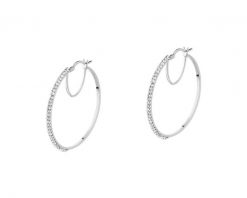 Kolczyki srebrne ze szkłem - koła, 33 mm. Szare kolczyki Apart, srebrne. Za 344.00 zł.