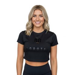 Koszulka treningowa damska Morotai Mesh Double Layer Crop Top. Czarne koszulki sportowe MOROTAI, bez wzorów, z elastanu, bez ramiączek, na fitness i siłownię. W wyprzedaży za 64.00 zł.