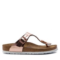 Japonki Birkenstock. Czerwone klapki Birkenstock, bez wzorów, bez obcasa. Za 379.99 zł.