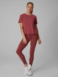 4F Legginsy treningowe szybkoschnące damskie - brązowe XXL. Brązowe legginsy 4f, xxl, bez wzorów, z podwyższonym stanem. Za 119.99 zł.