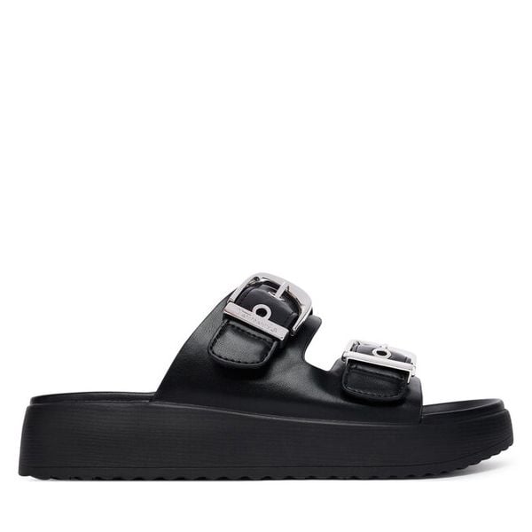 Klapki Tamaris. Czarne klapki Tamaris, bez wzorów, bez obcasa. Za 299.99 zł.