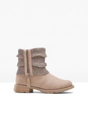 Botki. Brązowe botki bonprix, bez wzorów, z dzianiny, bez obcasa, bez zapięcia. Za 169.99 zł.
