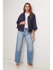 Lin Passion Lniana kurtka koszulowa w kolorze granatowym rozmiar: 38/40. Niebieskie kurtki Lin Passion, bez wzorów, ze lnu, bez kaptura. Za 152.99 zł.