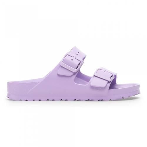 Klapki damskie Birkenstock Arizona Eva. Fioletowe klapki Birkenstock, bez wzorów, z materiału, bez obcasa. Za 341.00 zł.