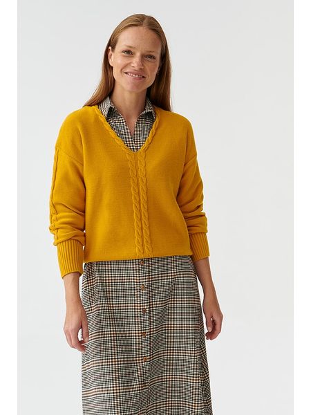 TATUUM Sweter w kolorze żółtym rozmiar: L. Żółte swetry Tatuum, l, bez wzorów, bez ramiączek. Za 122.67 zł.