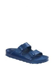 Birkenstock Klapki "Arizona" w kolorze granatowym rozmiar: 45. Niebieskie klapki Birkenstock, bez wzorów, z otwartym noskiem, bez obcasa. Za 174.45 zł.