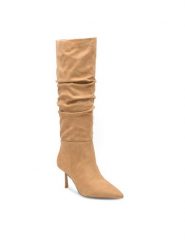 Nine West Kozaki HUSNIYA ZL22046-2CC Beżowy. Brązowe kozaki Nine West, ze skóry, bez obcasa, na szpilce, bez zapięcia. Za 329.99 zł.
