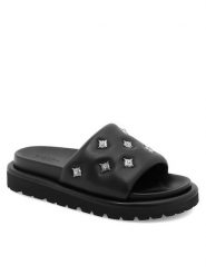 Badura Klapki WFA2591-2Z Czarny. Czarne klapki Badura, bez wzorów, ze skóry, bez obcasa. Za 229.99 zł.