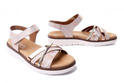 RIEKER REMONTE D2058-31 pink, sandały damskie. Czerwone sandały Rieker Remonte, bez wzorów, bez obcasa, na obcasie, bez zapięcia. Za 329.90 zł.