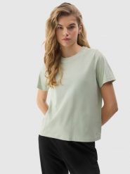 4F T-shirt gładki z bawełną organiczną damski - zielony XXL. Zielone t-shirty 4f, xs, bez wzorów, z bawełny, bez kołnierzyka, bez ramiączek. W wyprzedaży za 29.99 zł.