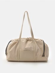 Duża nylonowa torba na ramię - beżowy. Brązowe torby na ramię Sinsay, bez wzorów, z nylonu, na ramię, duże, bez dodatków. Za 59.99 zł.