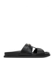 Nine West Klapki CEO-JDNW-05 Czarny. Czarne klapki Nine West, bez wzorów, ze skóry, bez obcasa. Za 169.99 zł.
