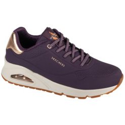 Buty sportowe Sneakersy damskie, Uno-Shimmer Away. Fioletowe obuwie sportowe Skechers, z materiału, bez zapięcia, trekkingowe, Skechers Sport. Za 349.99 zł.