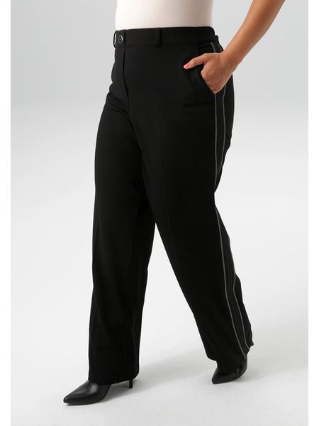 Aniston Spodnie w kolorze czarnym rozmiar: 50. Czarne spodnie materiałowe Aniston, bez wzorów, z materiału, z podwyższonym stanem. Za 78.47 zł.