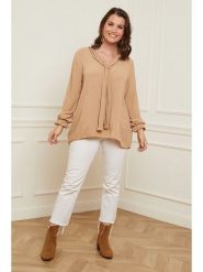 Curvy Lady Bluzka w kolorze beżowym rozmiar: 44/46. Brązowe bluzki Curvy Lady, bez wzorów, klasyczne, bez kołnierzyka, bez ramiączek. Za 120.95 zł.
