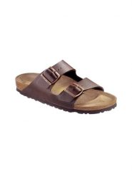 Birkenstock Klapki z dwoma paskami w kolorze brązowym rozmiar: 36. Brązowe klapki Birkenstock, bez wzorów, ze skóry, bez obcasa. Za 184.45 zł.