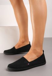 Czarne Klasyczne Wsuwane Tenisówki na Płaskiej Podeszwie Glariella. Czarne trampki Born2be, bez wzorów, z jeansu, bez zapięcia. Za 29.99 zł.