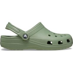 Klapki Crocs Classic. Zielone klapki Crocs, bez wzorów, bez obcasa. W wyprzedaży za 157.47 zł.