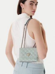 Guess Torebka Giully II Mini HWQG96 73740 Zielony. Zielone torebki klasyczne Guess, z aplikacjami, ze skóry, bez dodatków. Za 549.99 zł.