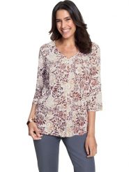 WITT WEIDEN Bluzka w kolorze brązowo-beżowo-białym rozmiar: 46. Brązowe bluzki WITT WEIDEN, bez wzorów, z wiskozy, bez kołnierzyka, bez ramiączek. Za 65.69 zł.