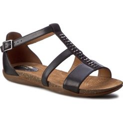 Sandały CLARKS - Autumn Fresh 261243174 Black Combi Leather. Czarne sandały Clarks, bez wzorów, z materiału, bez obcasa, bez zapięcia. W wyprzedaży za 179.00 zł.