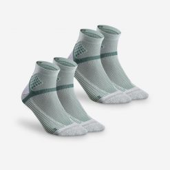 Skarpety turystyczne Quechua Hike 500 mid x 2 pary. Zielone skarpety QUECHUA, bez wzorów, z elastanu. Za 49.99 zł.