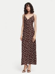 Vero Moda Sukienka letnia Elisa 10350647 Brązowy ciemny Regular Fit. Brązowe sukienki Vero Moda, na lato, s, bez wzorów, z wiskozy, bez kołnierzyka, bez ramiączek. Za 159.99 zł.