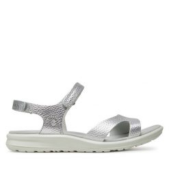 Sandały ECCO. Szare sandały ecco, bez wzorów, bez obcasa, na płaskiej podeszwie, bez zapięcia. Za 449.99 zł.